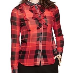 Kate Spade Woodland Plaid Chiffon Blouse